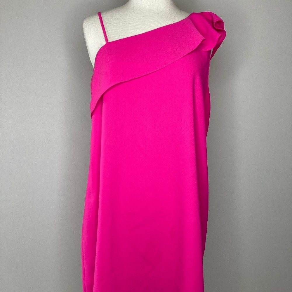 Amanda Uprichard Hot Pink Tank Dress Size Medium Ruffle Accent